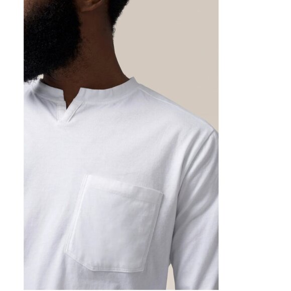 Good Man Brand | Victory V-Notch Long Sleeve Tee In White - Picture 2 of 12